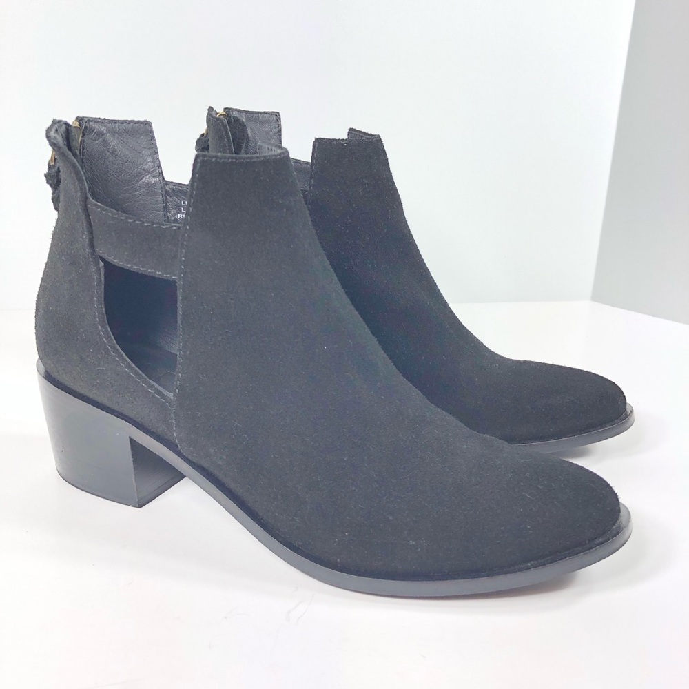 ABLE Sz 8 Suede Ankle Boots with Cut Out Zip Back